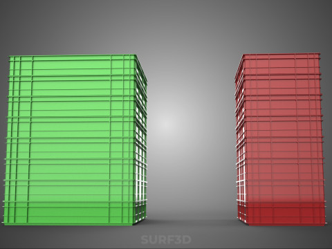 堆叠式塑料托盘浅板条箱容器储存 3D 模型