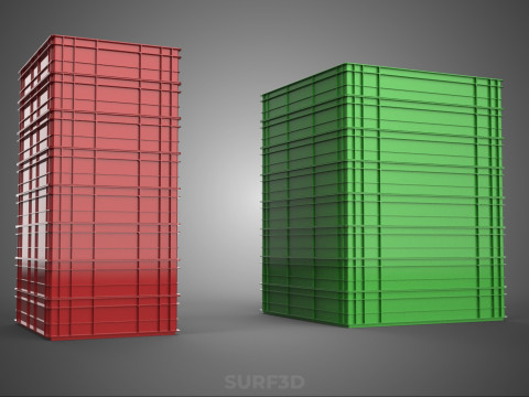 堆叠式塑料托盘浅板条箱容器储存 3D 模型
