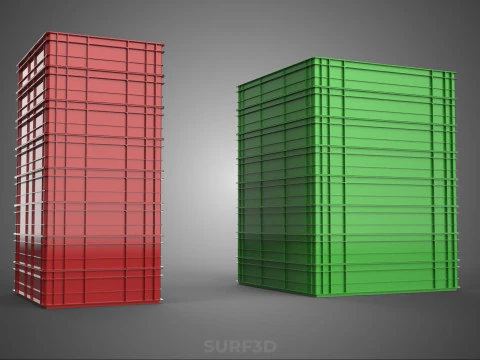 STACK STACKED PLASTIC PALLET SHALLOW CRATE BOX CONTAINER STORAGE 3D Model