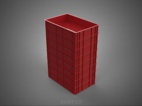 STACK STACKED PLASTIC PALLET SHALLOW CRATE BOX CONTAINER STORAGE 3D Model