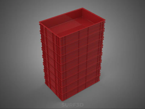 STACK STACKED PLASTIC PALLET SHALLOW CRATE BOX CONTAINER STORAGE 3D Model
