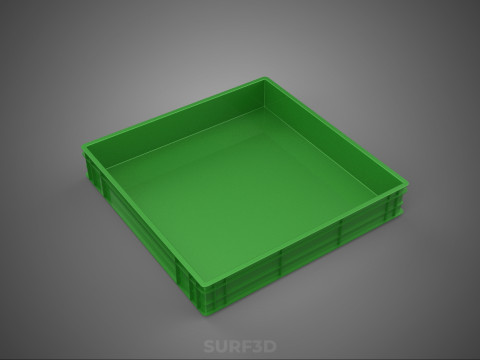 堆叠式塑料托盘浅板条箱容器储存 3D 模型