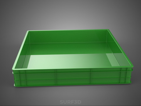 堆叠式塑料托盘浅板条箱容器储存 3D 模型