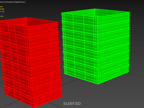 堆叠式塑料托盘浅板条箱容器储存 3D 模型