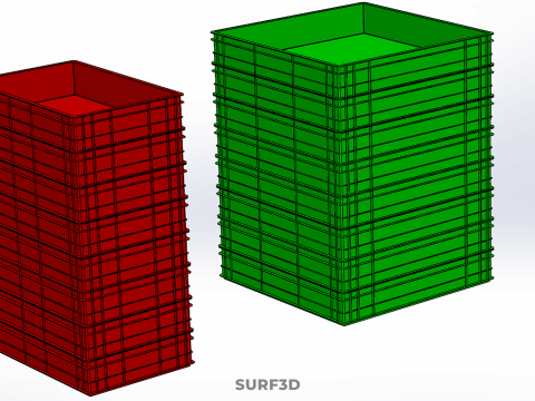堆叠式塑料托盘浅板条箱容器储存 3D 模型