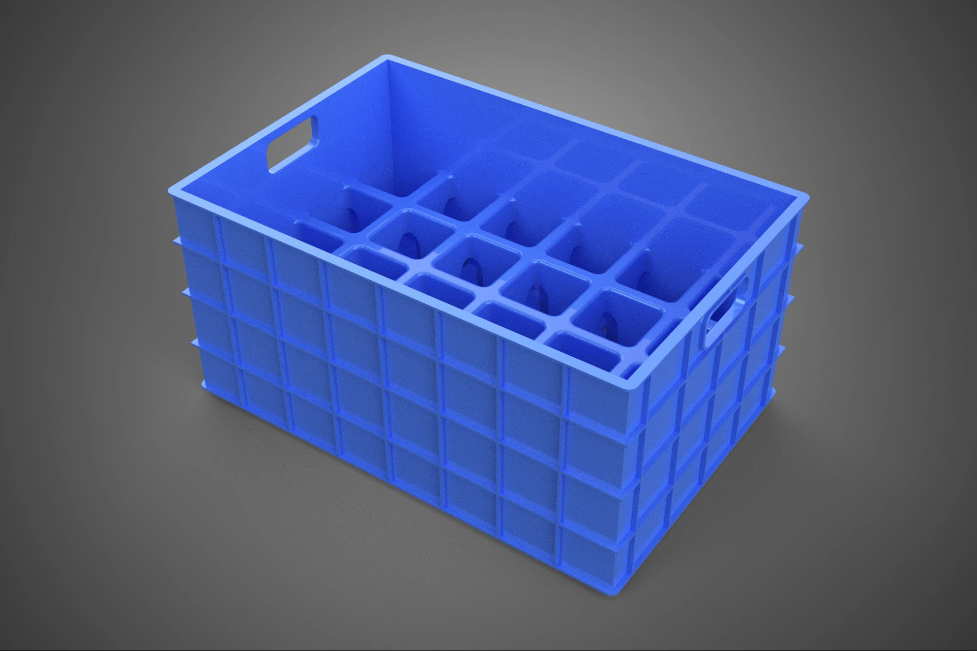 BLUE STACKABLE EMPTY BOTTLE CARRIER PLASTIC CRATE BOX CONTAINER 3D Model .c4d .max .obj .3ds .fbx .stl .blend 