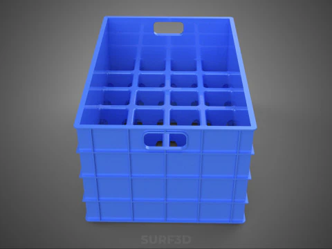 BLUE STACKABLE EMPTY BOTTLE CARRIER PLASTIC CRATE BOX CONTAINER 3D Model