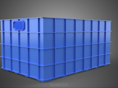 青色のスタッカブル空ボトルキャリアプラスチック木枠ボックスコンテナ 3Dモデル