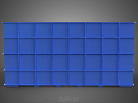 青色のスタッカブル空ボトルキャリアプラスチック木枠ボックスコンテナ 3Dモデル