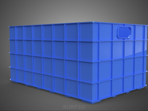 青色のスタッカブル空ボトルキャリアプラスチック木枠ボックスコンテナ 3Dモデル