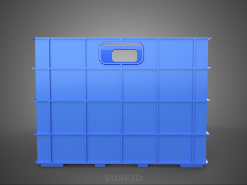 青色のスタッカブル空ボトルキャリアプラスチック木枠ボックスコンテナ 3Dモデル