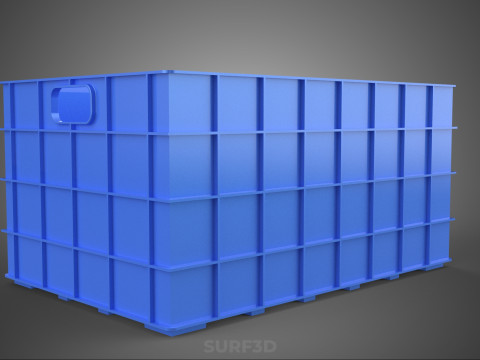 青色のスタッカブル空ボトルキャリアプラスチック木枠ボックスコンテナ 3Dモデル