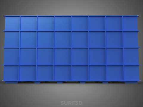 青色のスタッカブル空ボトルキャリアプラスチック木枠ボックスコンテナ 3Dモデル