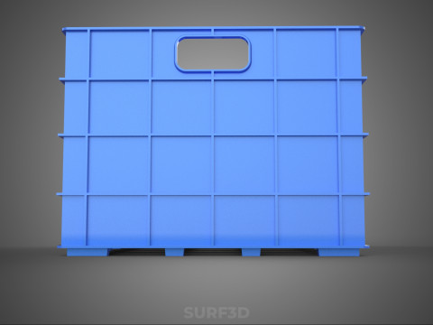 青色のスタッカブル空ボトルキャリアプラスチック木枠ボックスコンテナ 3Dモデル