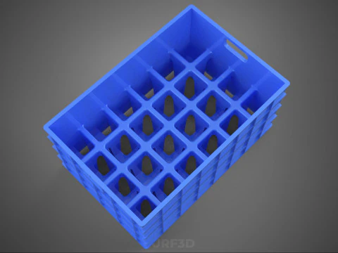 BLUE STACKABLE EMPTY BOTTLE CARRIER PLASTIC CRATE BOX CONTAINER 3D Model