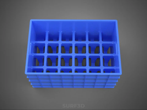 BLUE STACKABLE EMPTY BOTTLE CARRIER PLASTIC CRATE BOX CONTAINER 3D Model