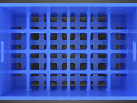 青色のスタッカブル空ボトルキャリアプラスチック木枠ボックスコンテナ 3Dモデル