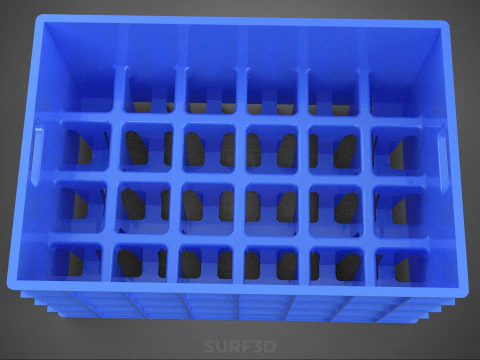 BLUE STACKABLE EMPTY BOTTLE CARRIER PLASTIC CRATE BOX CONTAINER 3D Model