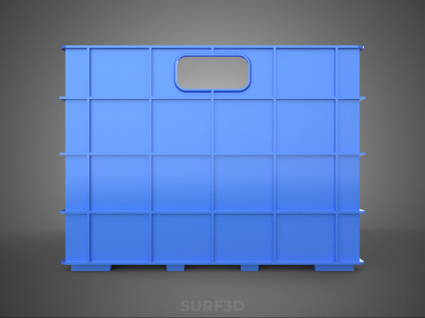 青色のスタッカブル空ボトルキャリアプラスチック木枠ボックスコンテナ 3Dモデル