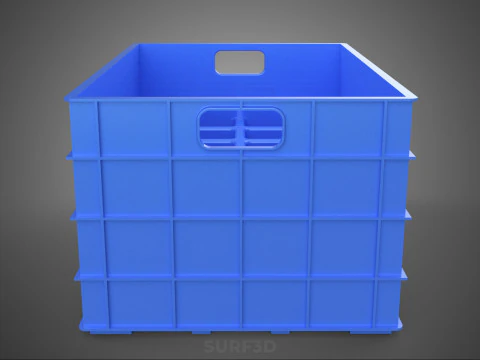 BLUE STACKABLE EMPTY BOTTLE CARRIER PLASTIC CRATE BOX CONTAINER 3D Model