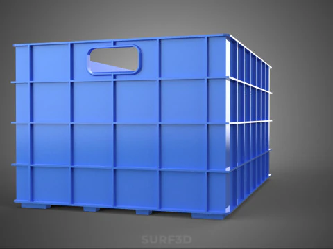 BLUE STACKABLE EMPTY BOTTLE CARRIER PLASTIC CRATE BOX CONTAINER 3D Model