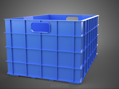 青色のスタッカブル空ボトルキャリアプラスチック木枠ボックスコンテナ 3Dモデル