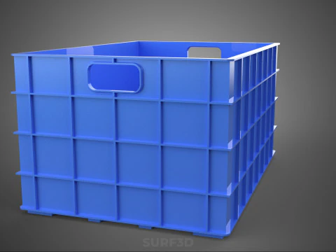 BLUE STACKABLE EMPTY BOTTLE CARRIER PLASTIC CRATE BOX CONTAINER 3D Model