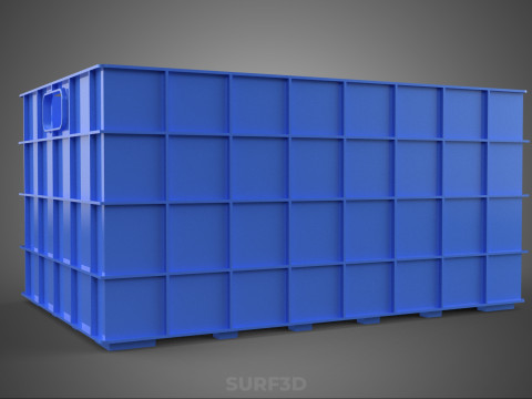 青色のスタッカブル空ボトルキャリアプラスチック木枠ボックスコンテナ 3Dモデル