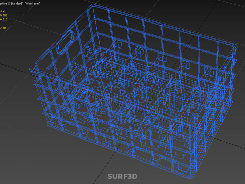 青色のスタッカブル空ボトルキャリアプラスチック木枠ボックスコンテナ 3Dモデル