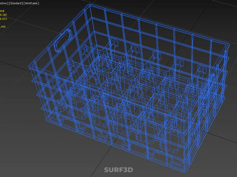 BLUE STACKABLE EMPTY BOTTLE CARRIER PLASTIC CRATE BOX CONTAINER 3D Model