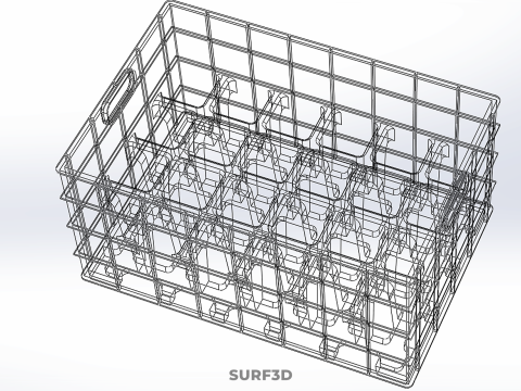 青色のスタッカブル空ボトルキャリアプラスチック木枠ボックスコンテナ 3Dモデル