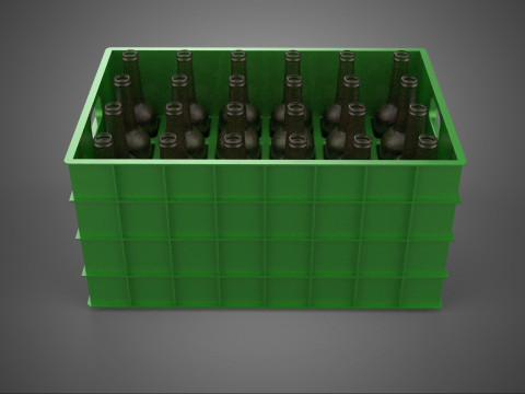 GREEN BOTTLE CARRIER PLASTIC CRATE BOX CONTAINER STORAGE TRAY 3D Model