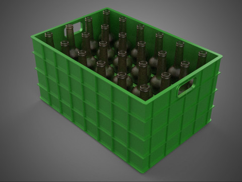 GREEN BOTTLE CARRIER PLASTIC CRATE BOX CONTAINER STORAGE TRAY 3D Model