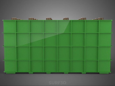 GREEN BOTTLE CARRIER PLASTIC CRATE BOX CONTAINER STORAGE TRAY 3D Model