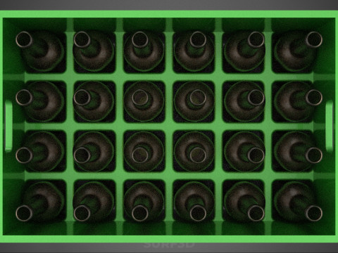 GREEN BOTTLE CARRIER PLASTIC CRATE BOX CONTAINER STORAGE TRAY 3D Model