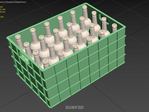 GREEN BOTTLE CARRIER PLASTIC CRATE BOX CONTAINER STORAGE TRAY 3D Model