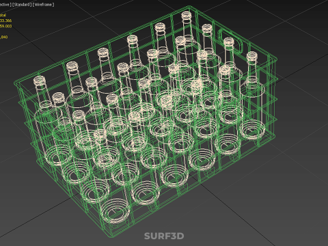 GREEN BOTTLE CARRIER PLASTIC CRATE BOX CONTAINER STORAGE TRAY 3D Model