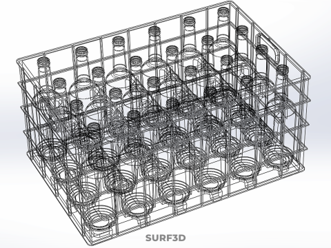 GREEN BOTTLE CARRIER PLASTIC CRATE BOX CONTAINER STORAGE TRAY 3D Model