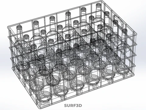 グリーンボトルキャリアプラスチック木箱ボックスコンテナ収納トレイ 3Dモデル