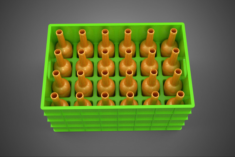 GREEN BOTTLES DRINK CRATE BOX CONTAINER STORAGE TRAY RACK ARRAY 3D Model .c4d .max .obj .3ds .fbx .stl .blend