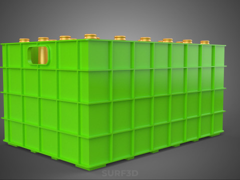 GREEN BOTTLES DRINK CRATE BOX CONTAINER STORAGE TRAY RACK ARRAY 3D Model