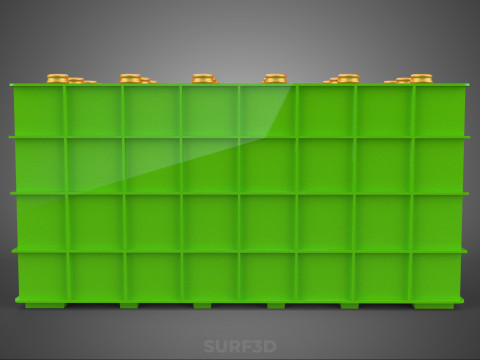 GREEN BOTTLES DRINK CRATE BOX CONTAINER STORAGE TRAY RACK ARRAY 3D Model