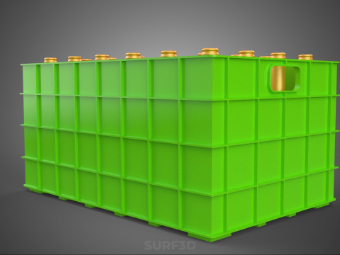 GREEN BOTTLES DRINK CRATE BOX CONTAINER STORAGE TRAY RACK ARRAY 3D Model