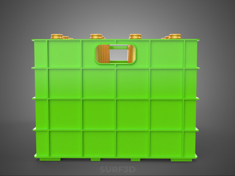 GREEN BOTTLES DRINK CRATE BOX CONTAINER STORAGE TRAY RACK ARRAY 3D Model