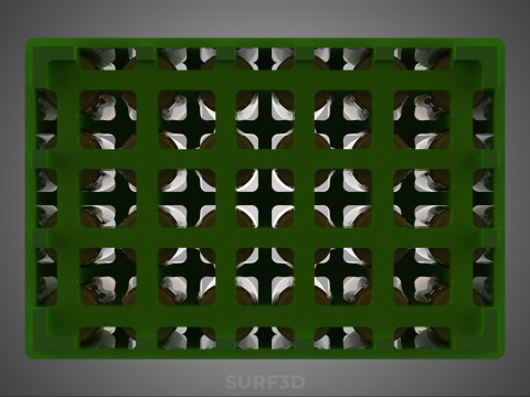 GREEN BOTTLES DRINK CRATE BOX CONTAINER STORAGE TRAY RACK ARRAY 3D Model