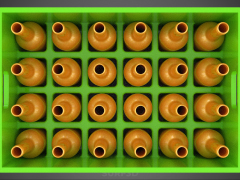 GREEN BOTTLES DRINK CRATE BOX CONTAINER STORAGE TRAY RACK ARRAY 3D Model