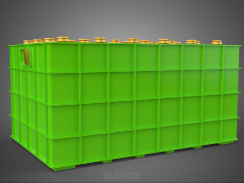 GREEN BOTTLES DRINK CRATE BOX CONTAINER STORAGE TRAY RACK ARRAY 3D Model
