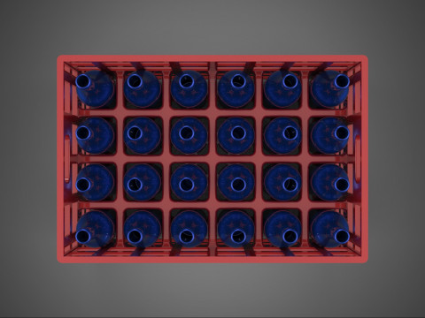 RED BOTTLE CARRIER PLASTIC CRATE BOX CONTAINER STORAGE RACK TRAY 3D Model