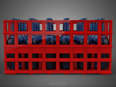 BOUTEILLE EN VERRE ROUGE CAISSE EN PLASTIQUE BOÎTE CONTENEUR RANGEMENT RACK PLATEAU Modèle 3D