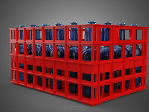 BOUTEILLE EN VERRE ROUGE CAISSE EN PLASTIQUE BOÎTE CONTENEUR RANGEMENT RACK PLATEAU Modèle 3D